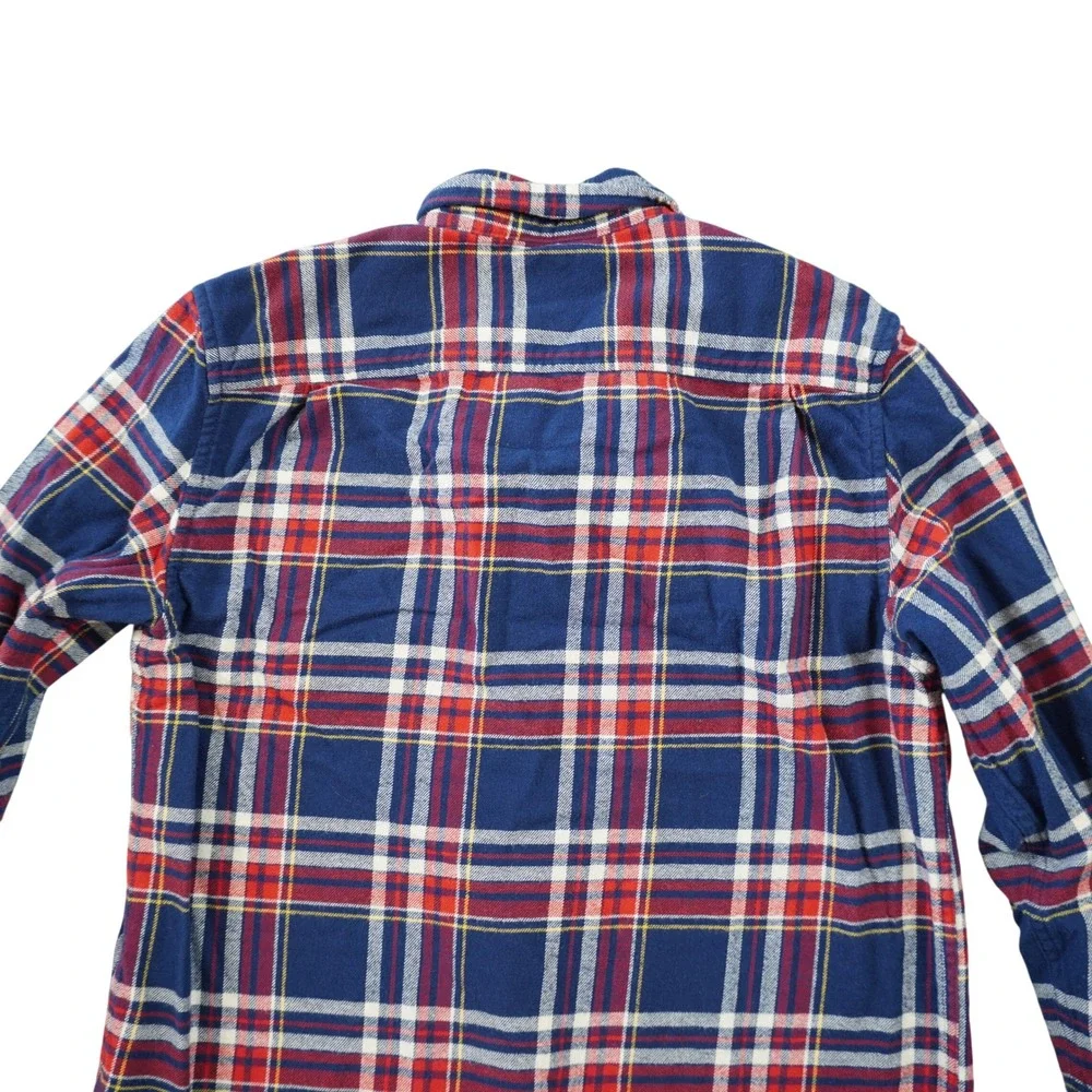 Crewcuts J. Crew Boy's Size 12 Navy Red Plaid Flannel Cotton Button Down Shirt